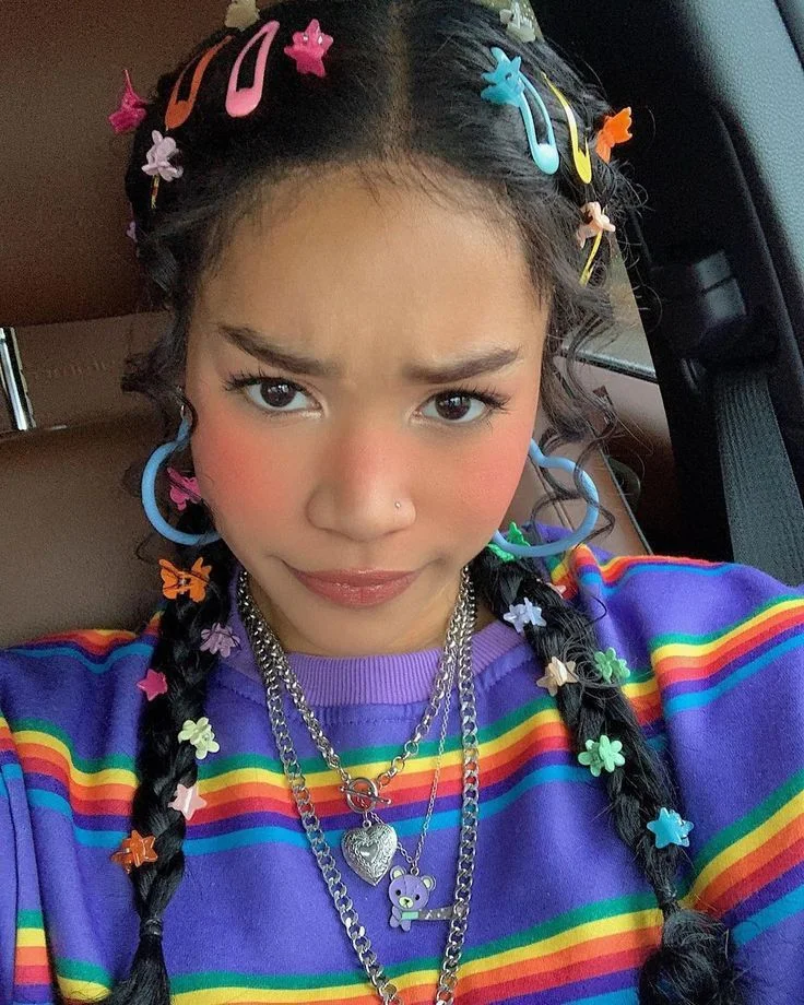 Two Pigtails with Barrettes