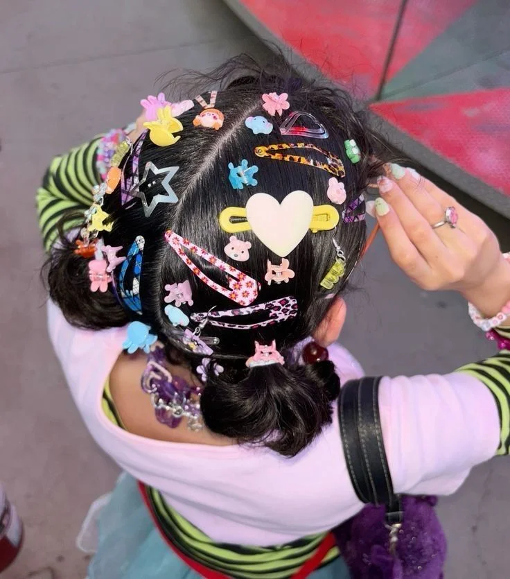 Braided Pigtail Buns with Barrettes