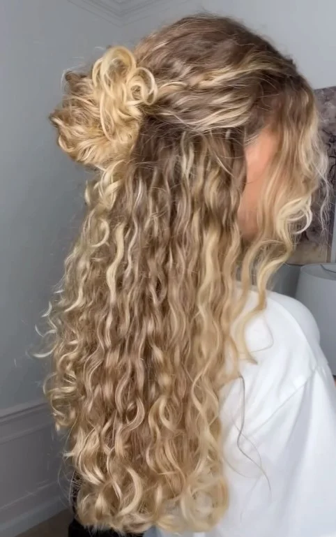 Half-Up Curly Bun