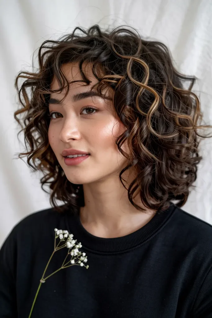 4. Curly Korean Wolf Cut