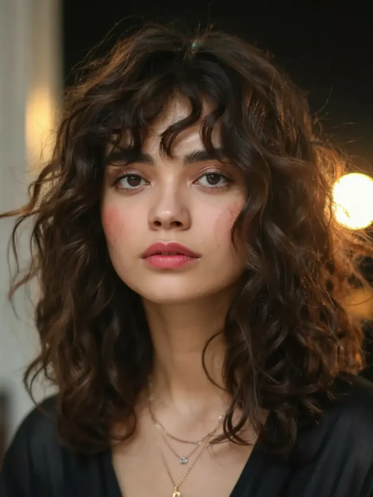 15 Wolf Cut Curly Hair Looks You’ll Love 5 5. Curly Wolf Cut with Bangs