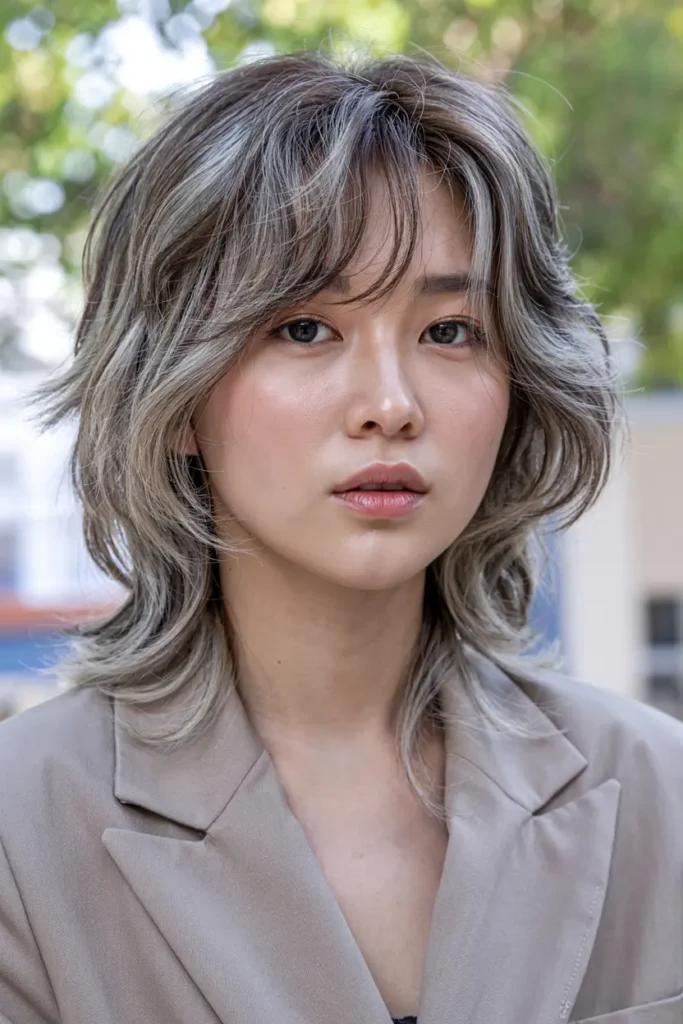 6. Korean Wolf Cut with Bangs