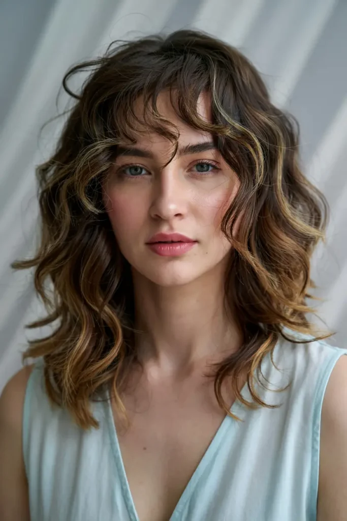 6. Shaggy Wolf Cut with Bangs