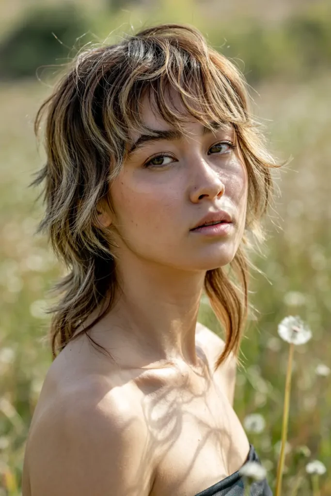 7. Choppy Wolf Cut with Bangs