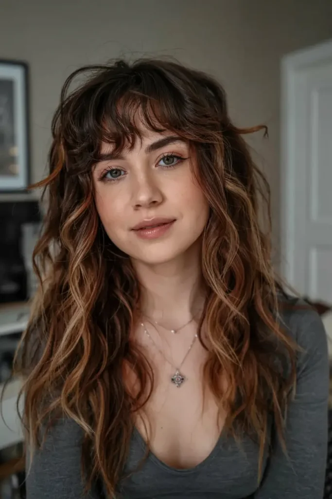 15 Wolf Cut Curly Hair Looks You’ll Love 7 7. Curly Wolf Cut with Curtain Bangs
