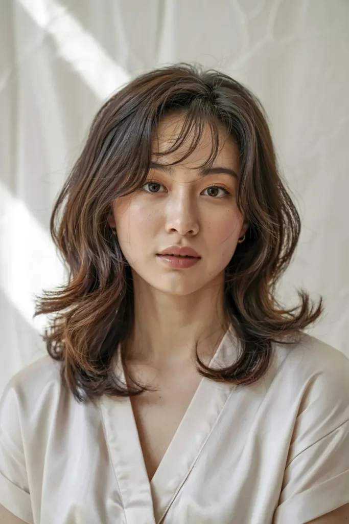 7. Korean Wolf Cut with Curtain Bangs