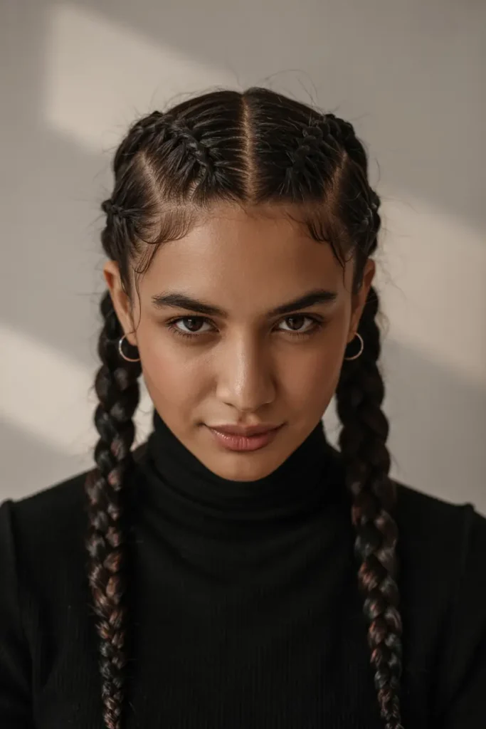 My Favorite 25 French Braid Pigtails for Every Mood 7 7. Zig Zag Part French Braid Pigtails