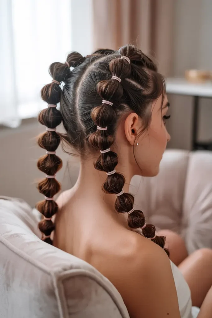Master the Bubble Braid Pigtail Trend with 25 Styles 8 8. Micro Bubble Braid Pigtails 1