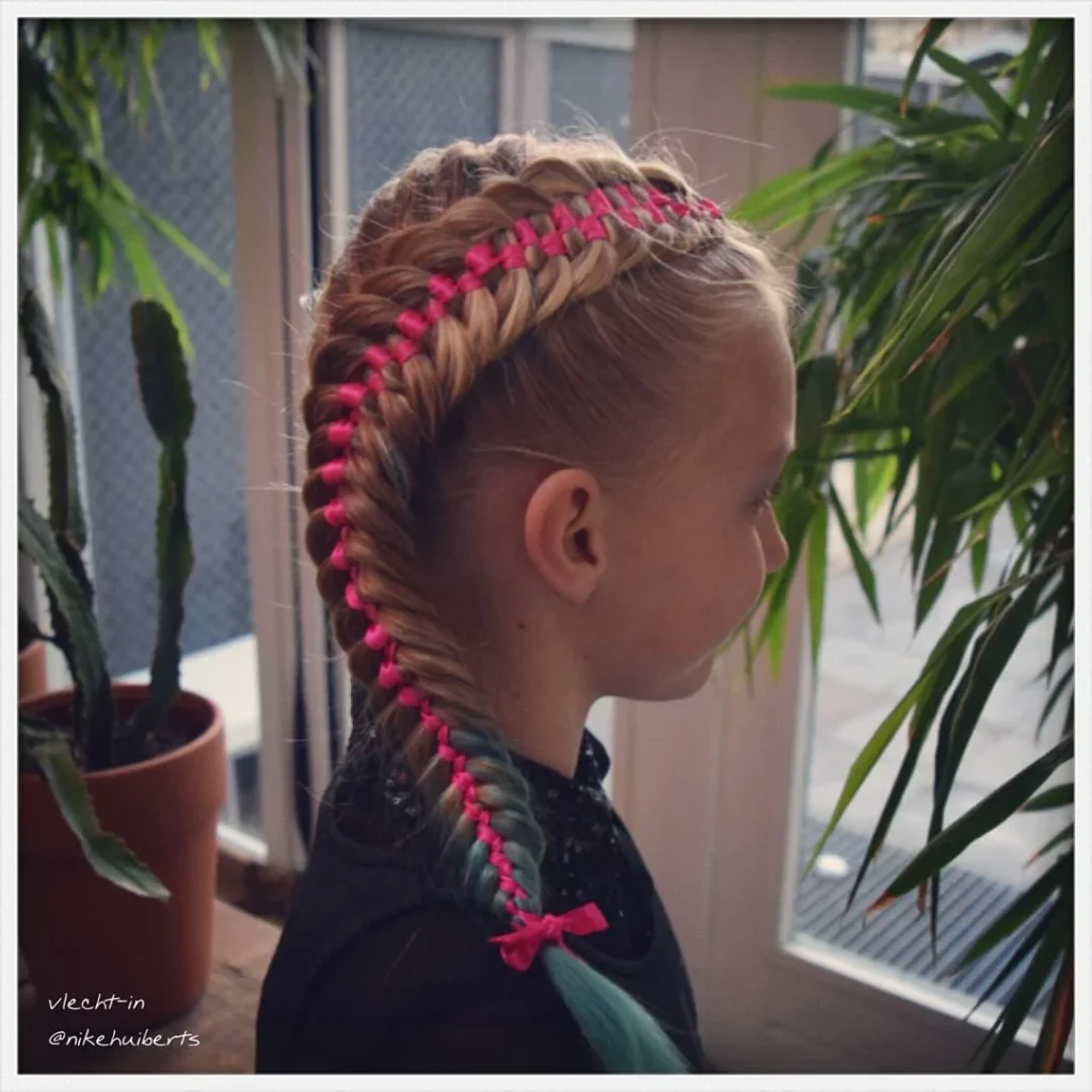 Side Braid with Ribbon