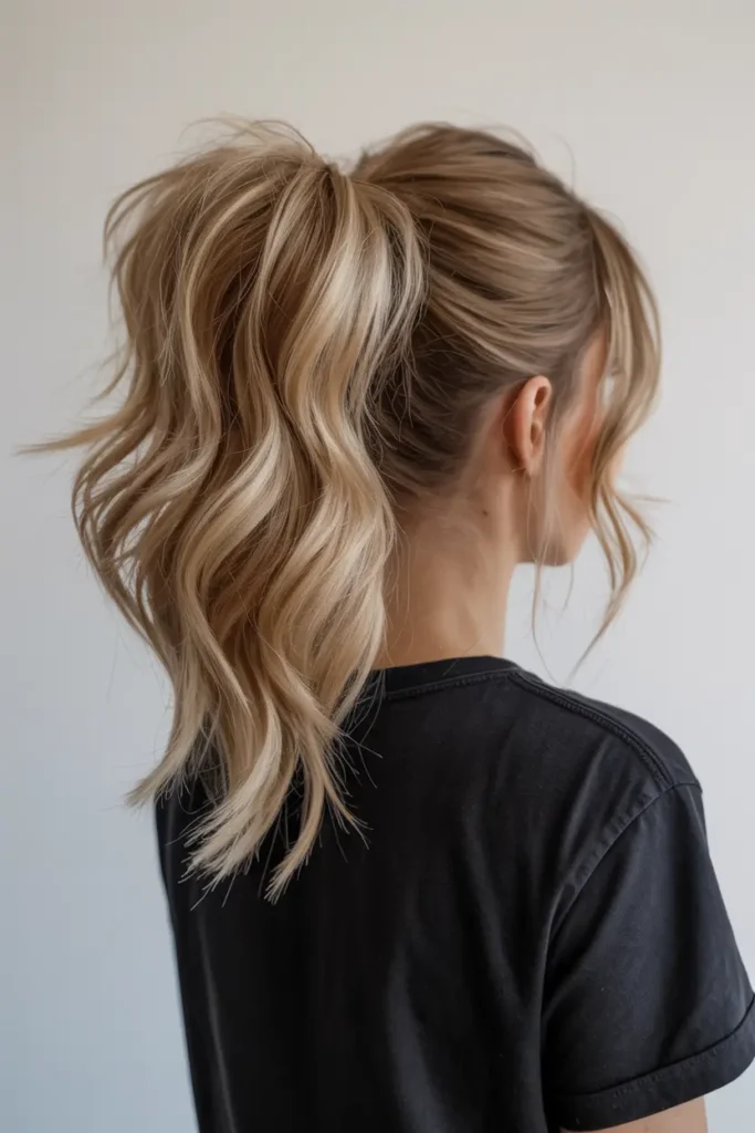 1. High Messy Ponytail