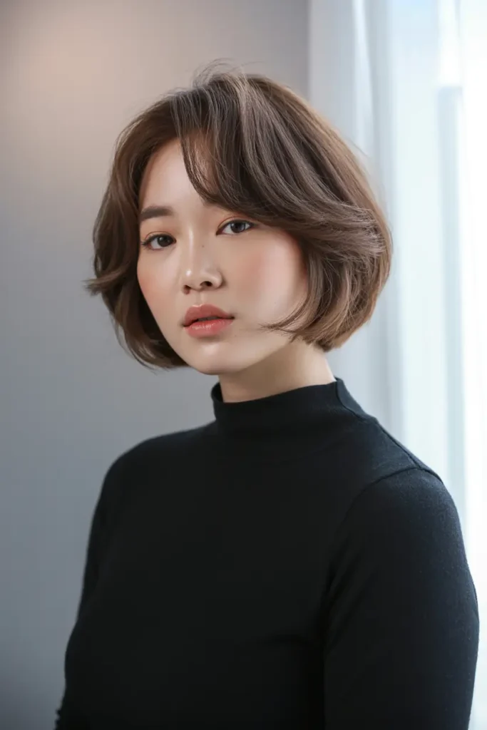 1. Korean Short Bob for Chubby Face