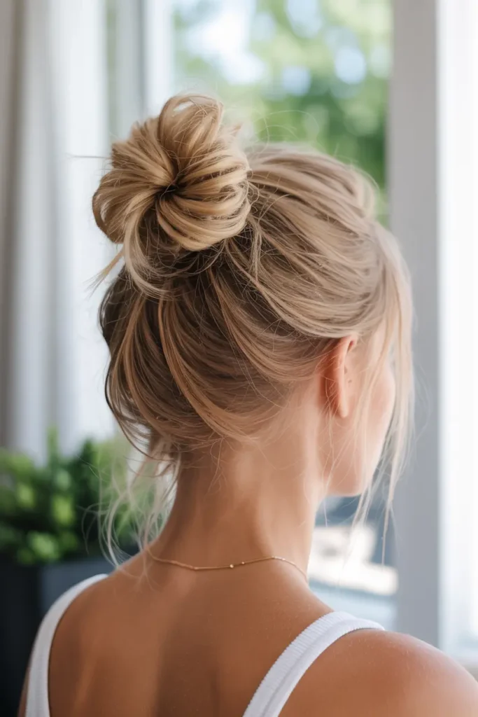 30 Trendy Hairstyles for Summer to Beat the Heat in Style 1 1. Messy Bun