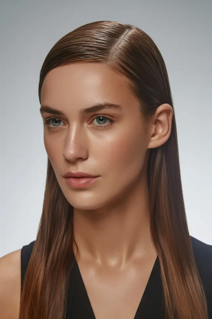 medium length shag haircuts 1. Sleek Side Part with Straight Hair