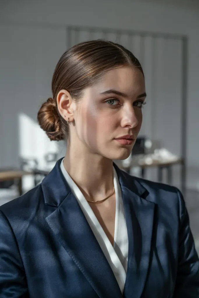 1. Slicked Back Low Bun