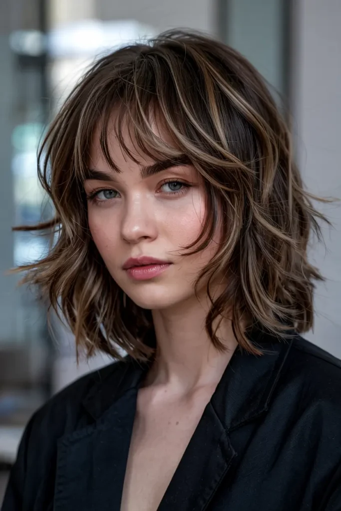 10. 360 Wolf Cut with Curtain Bangs