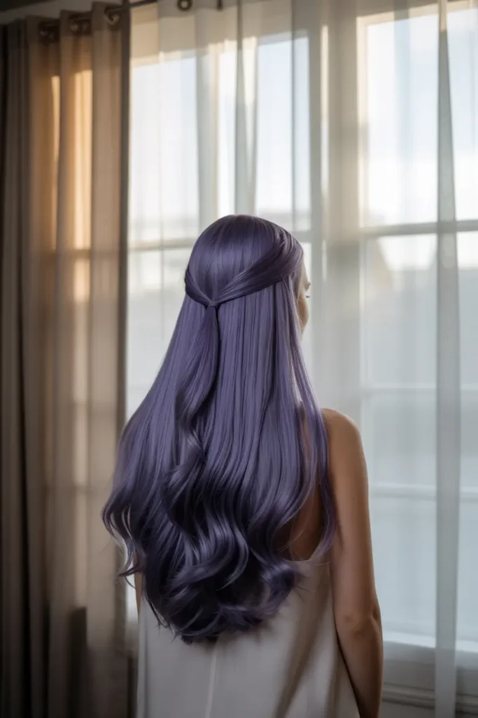 Dark Purple Hair Ideas for Brunettes & Light Hair 10 10. Dark Purple Lowlights