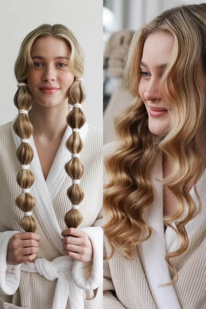 30 Easy Hairstyle Style Hacks for Every Hair Type 10 10. Get Heatless Waves with a Robe Tie