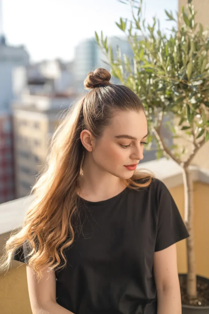 30 Trendy Hairstyles for Summer to Beat the Heat in Style 10 10. Half Up Half Down Bun