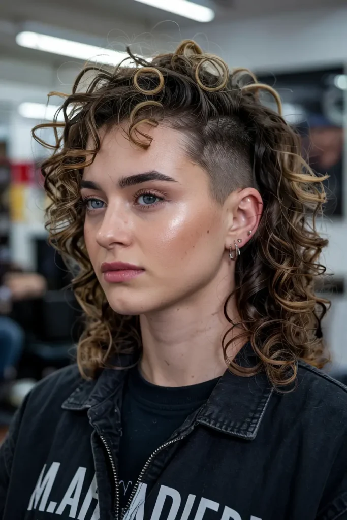 10. High Fade Curly Mullet