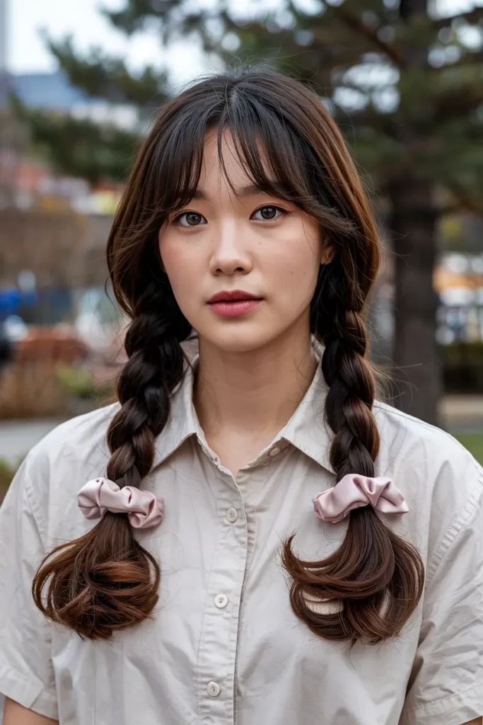 10. Low Twin Tails with Scrunchies