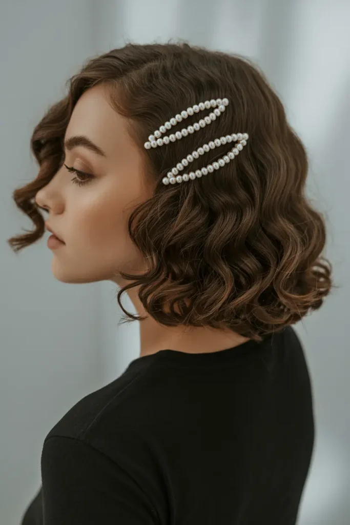 10. Messy Curly with Hair Clips