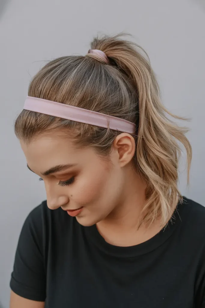 10. Messy Ponytail with Headband