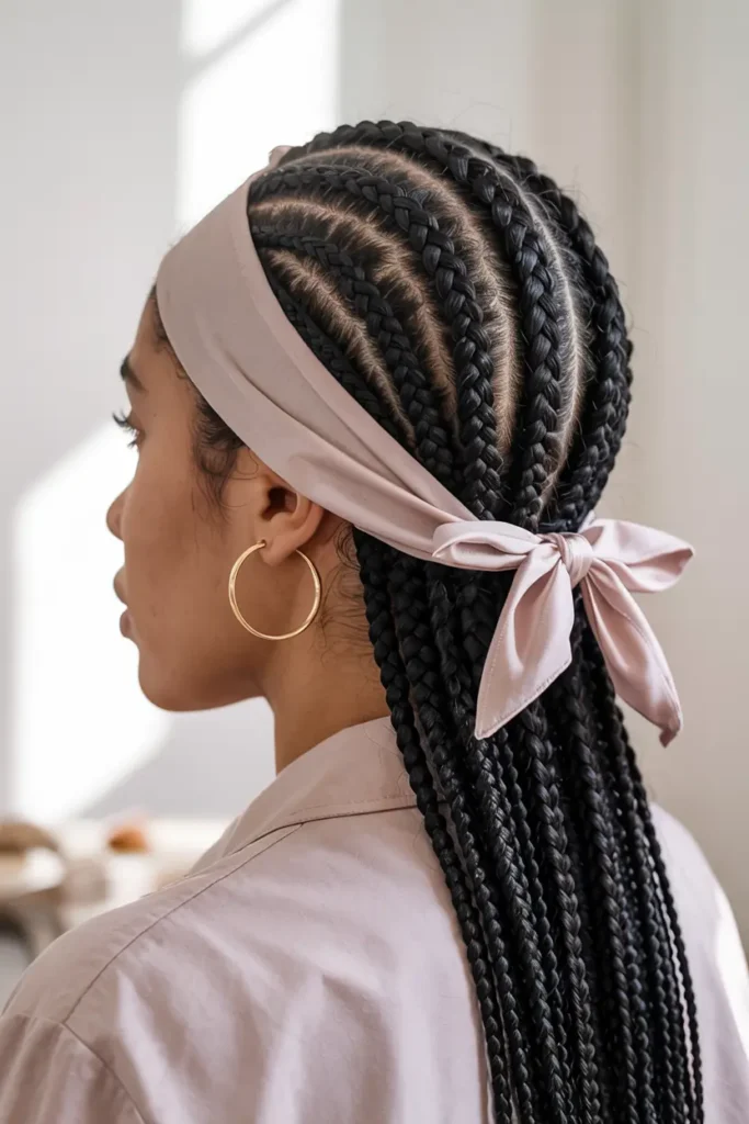10. Straight Back Cornrows with Headband