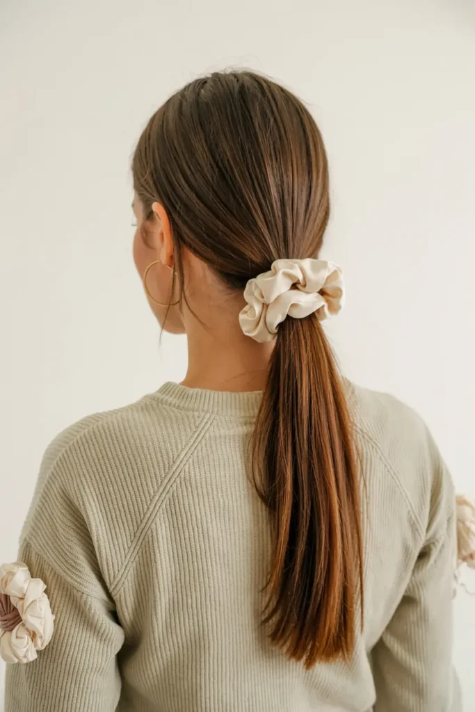 10. Straight Ponytail with Scrunchie