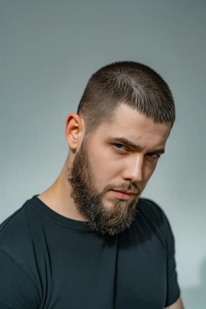 10. Wet Look Buzz with Balbo Beard