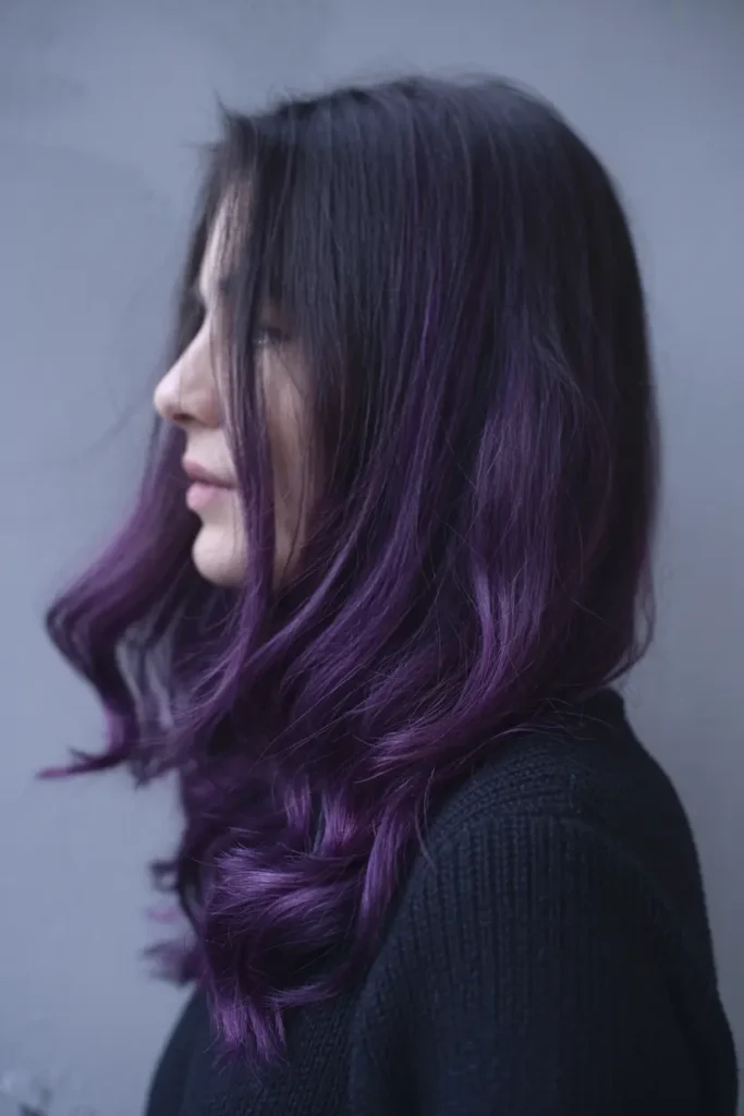 Dark Purple Hair Ideas for Brunettes & Light Hair 11 11. Amethyst Purple Tone