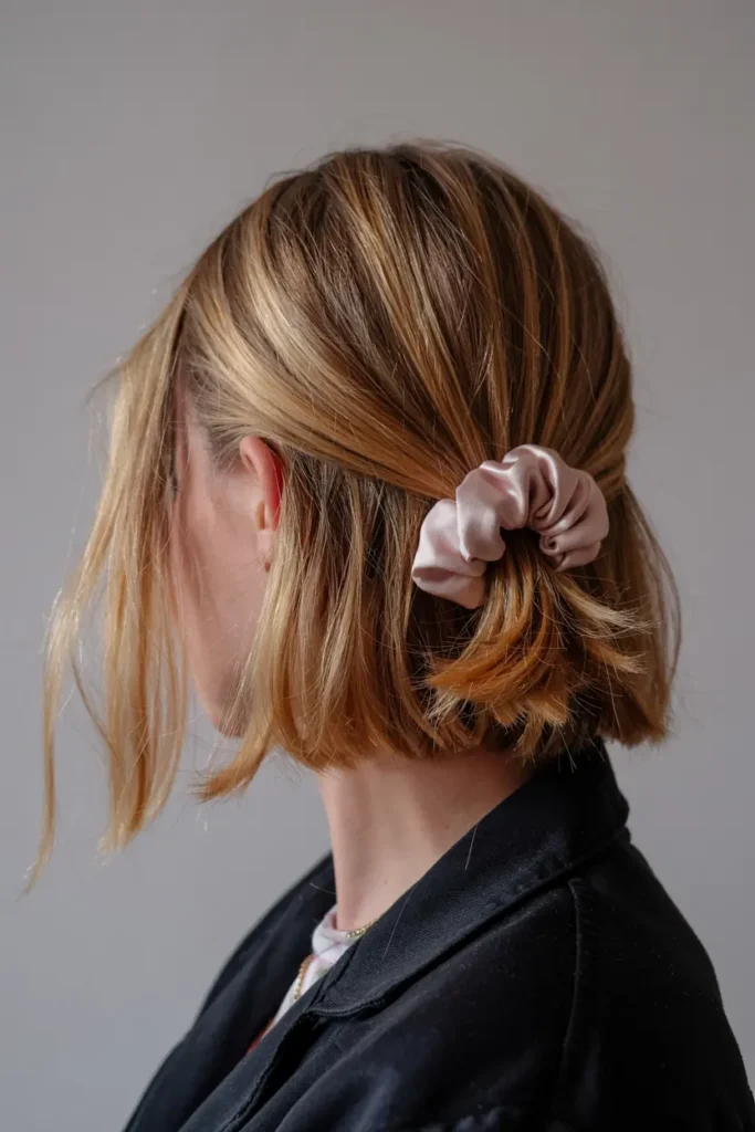 The Lazy Girl’s Guide to Easy Bob Hairstyles 11 11. Bob with Scrunchies