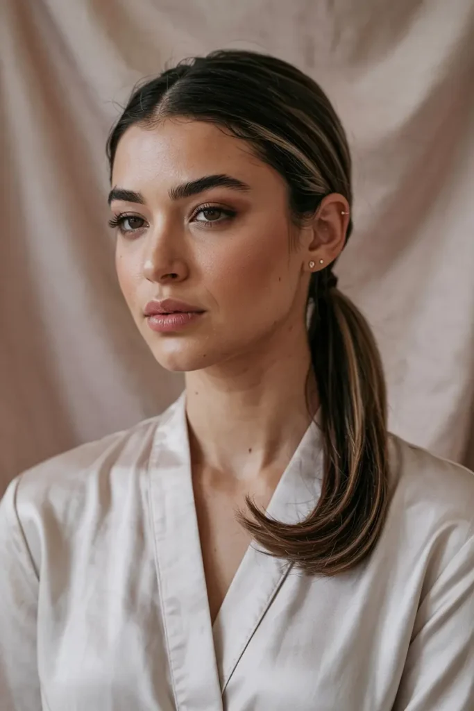 11. Low Side Swept Ponytail