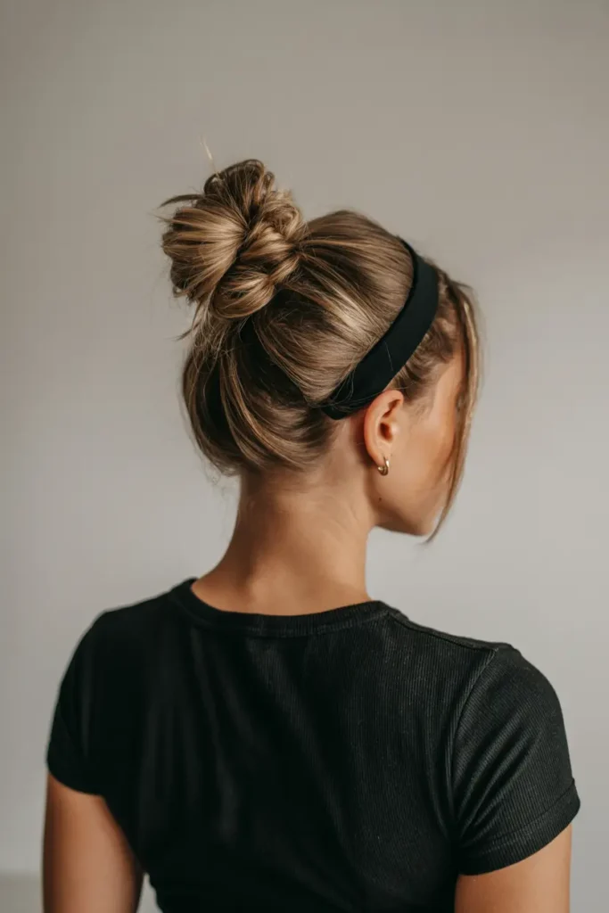 11. Messy Bun with Headband