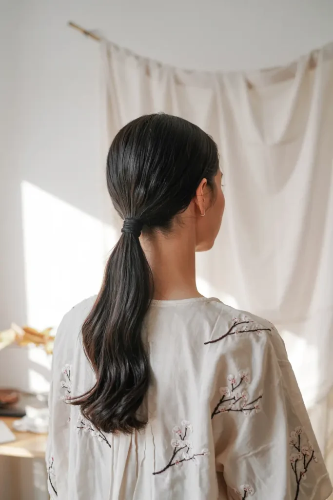 11. Taut Low Ponytail with Part
