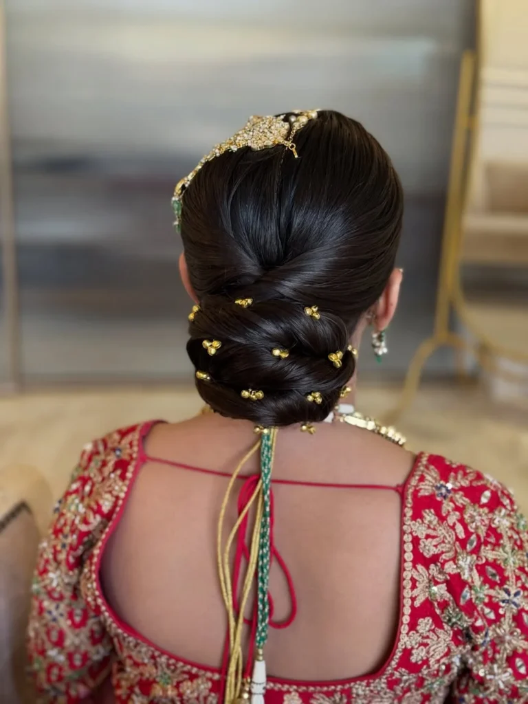 Low Bun with Gold Pins