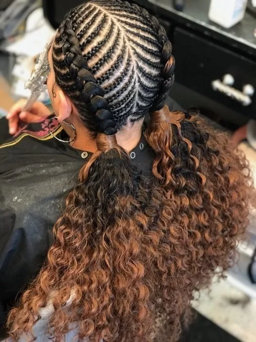 Natural Cornrow Pigtails