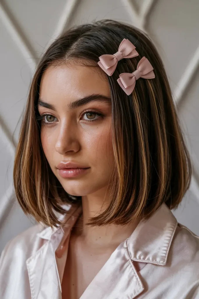 The Lazy Girl’s Guide to Easy Bob Hairstyles 12 12. Bob with Bow Clips