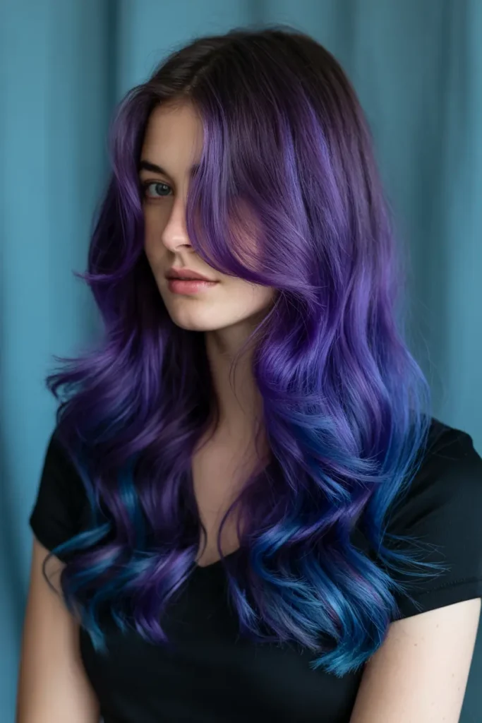Dark Purple Hair Ideas for Brunettes & Light Hair 12 12. Dark Purple with Blue Undertones