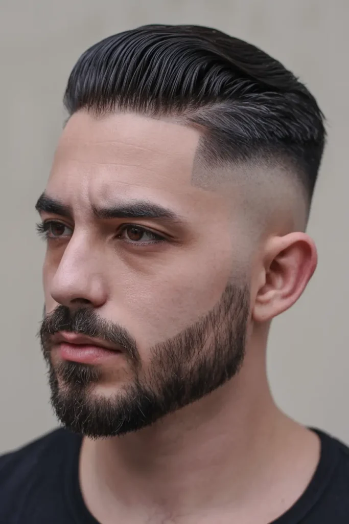 12. Low Fade Comb Over with Van Dyke