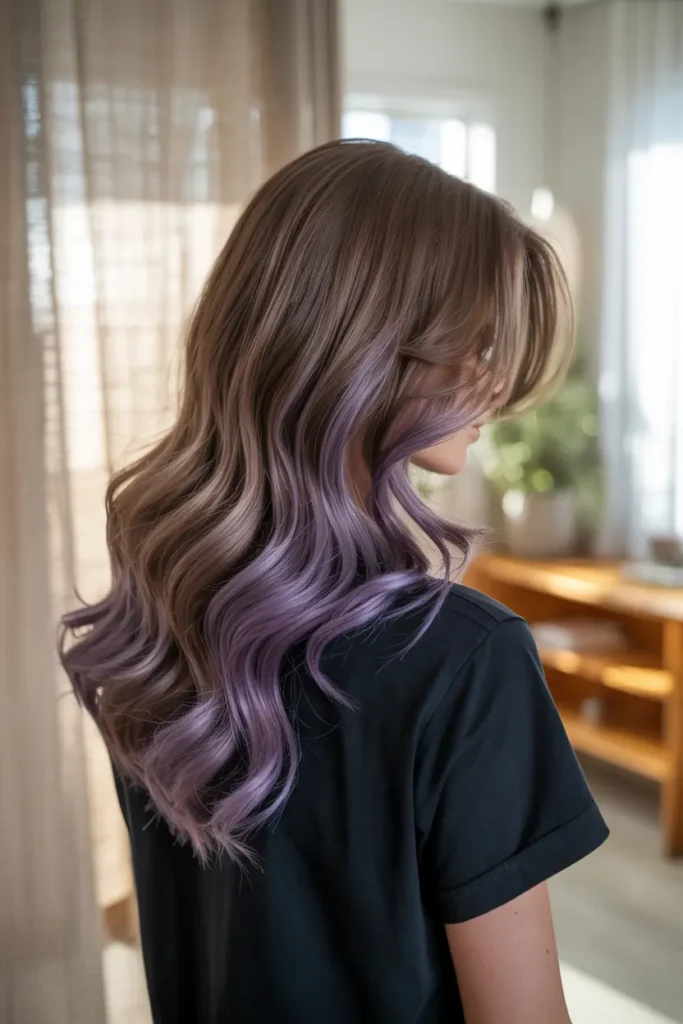 12. Purple Highlights on Brunette