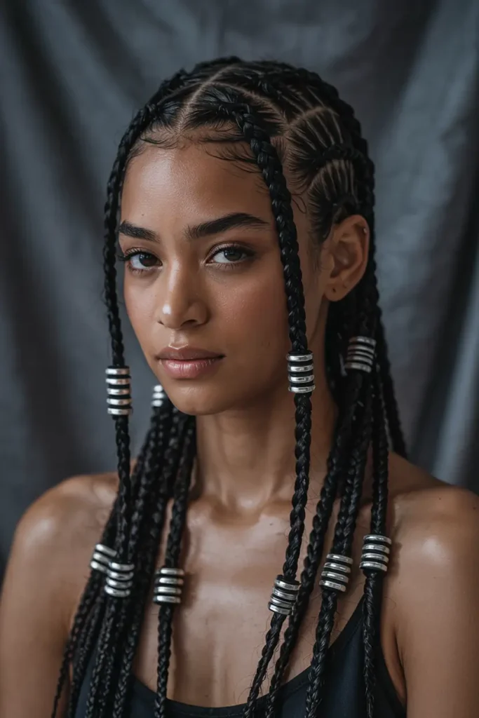 12. Straight Back Cornrows with Cuffs