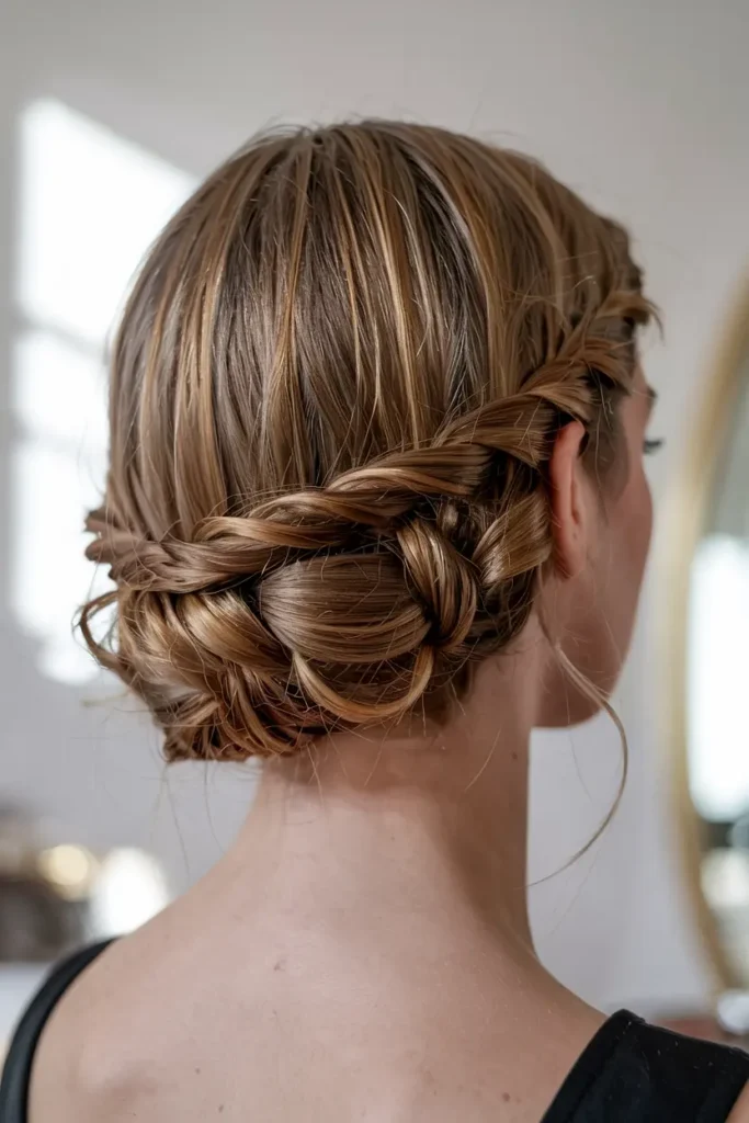 12. Straight Back Twisted Updo