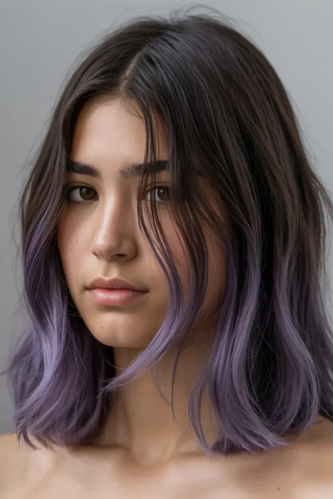 12. Subtle Purple Ombre Tips