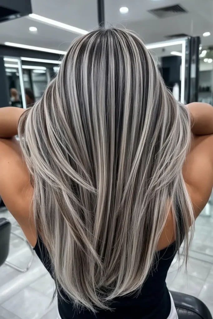 13. Blonde Highlights on Black Hair