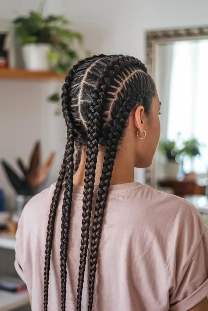 13. Cornrows Half Up Pigtails