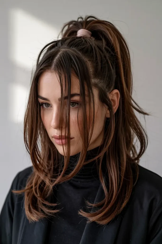 22 Top Step Cut hairStyles for a Modern Makeover 13 13. High Ponytail on Step Cut Hair
