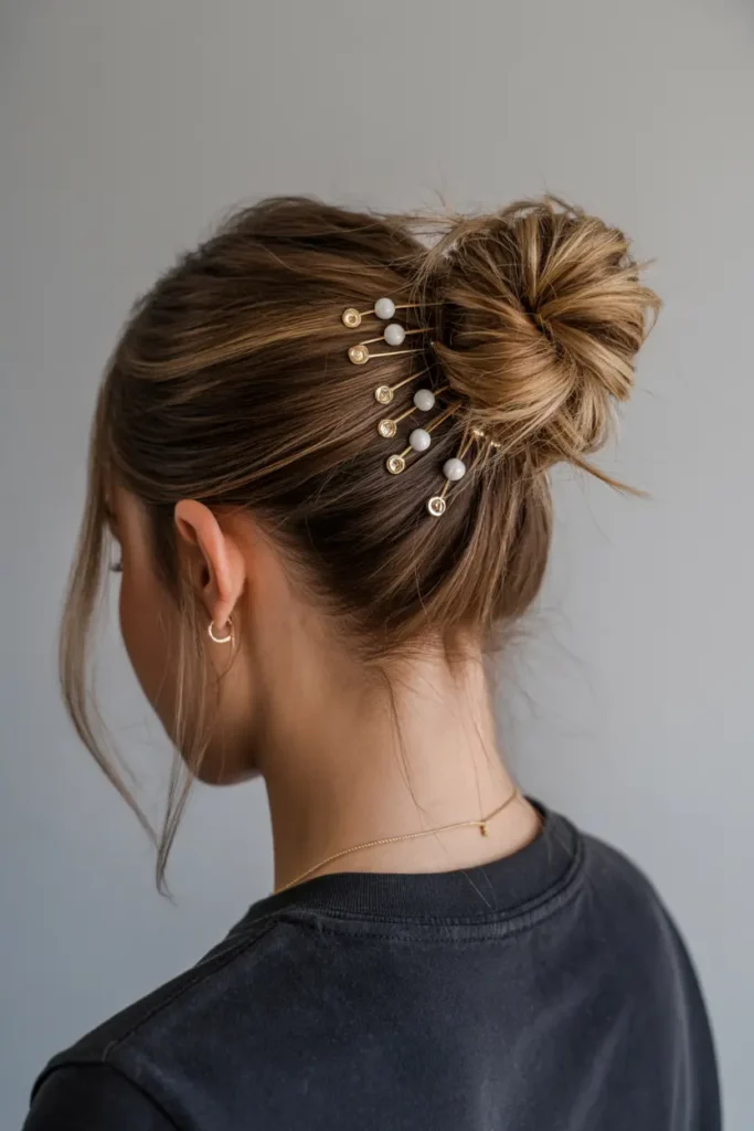13. Messy Bun with Pins