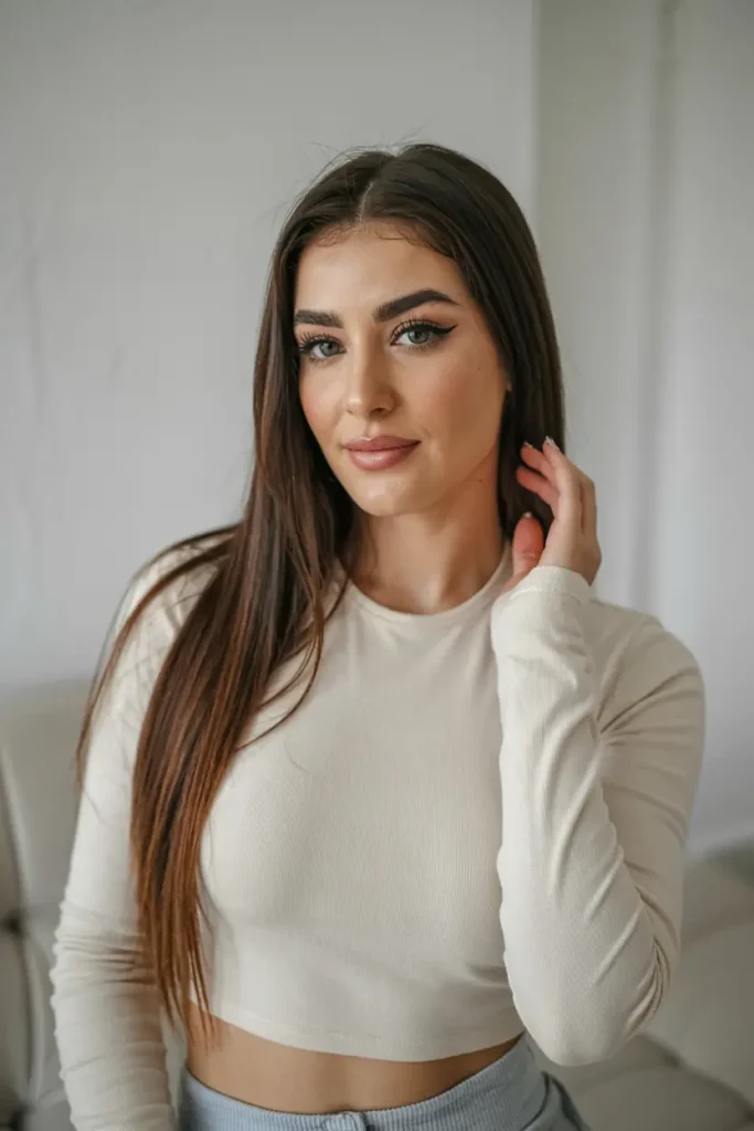 13. Middle Part Slick Back