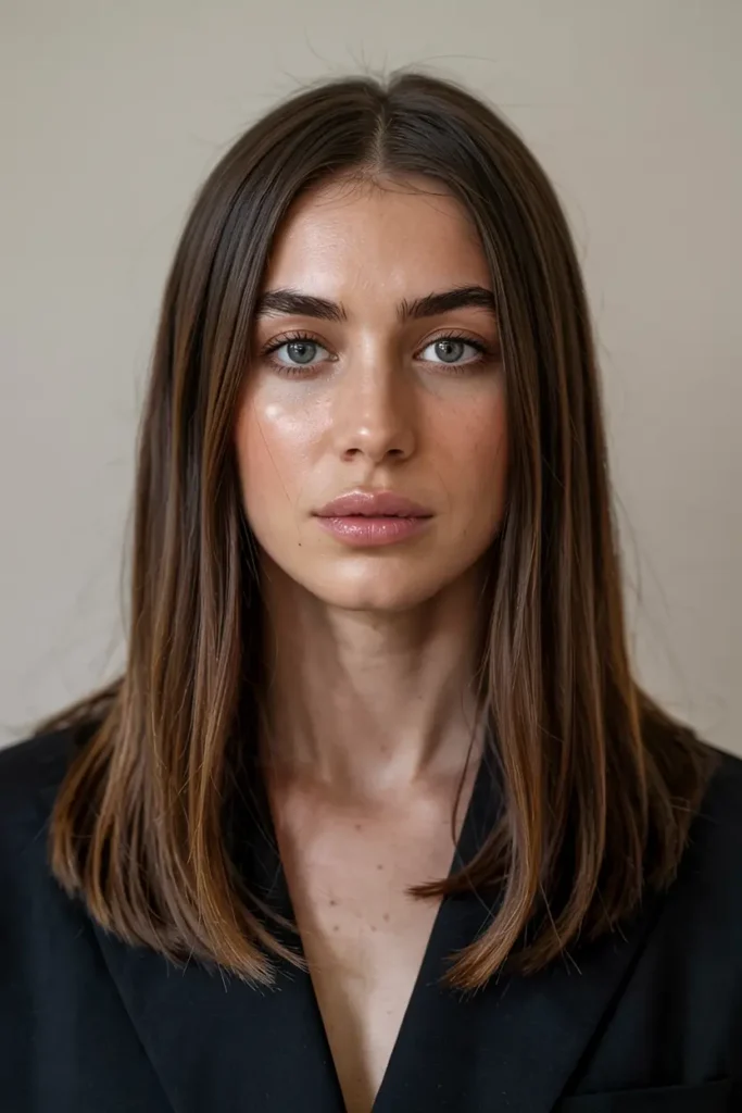 13. Middle Part Straight Hair
