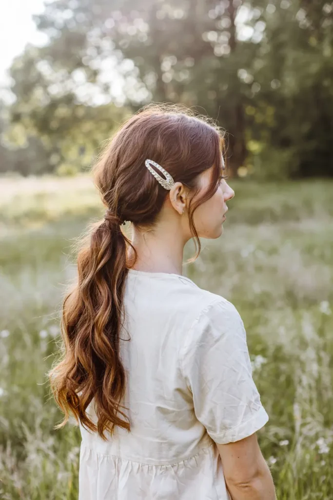 13. Ponytail with Floral Clip